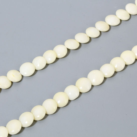 Picture of 1 Strand (Approx 50 PCs/Strand) Coral ( Natural Dyed ) Beads For DIY Charm Jewelry Making Barrel Creamy-White About 9mm Dia., Hole: Approx 0.5mm, 40cm(15 6/8") long