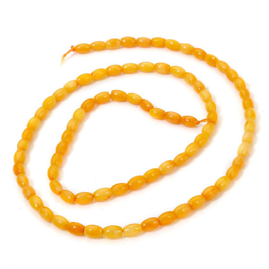 Image de 1 Enfilade (Env. 80 Pcs/Enfilade) Perles pour DIY Fabrication de Bijoux de Pendentife en Corail ( Naturel/Teint ) Tonneau Orange Clair Env. 5mm x 3mm, Trou: env. 0.5mm, 40cm long