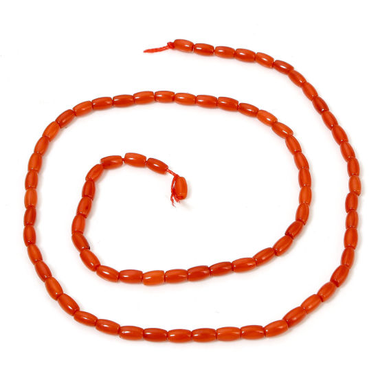 Bild von 1 Strang (ca. 80 Stück/Strang) Koralle ( Natur/Gefärbt ) Perlen für die Herstellung von DIY-Charme-Schmuck Barrel Rot ca. 5mm x 3mm, Loch:ca. 0.5mm, 40cm lang