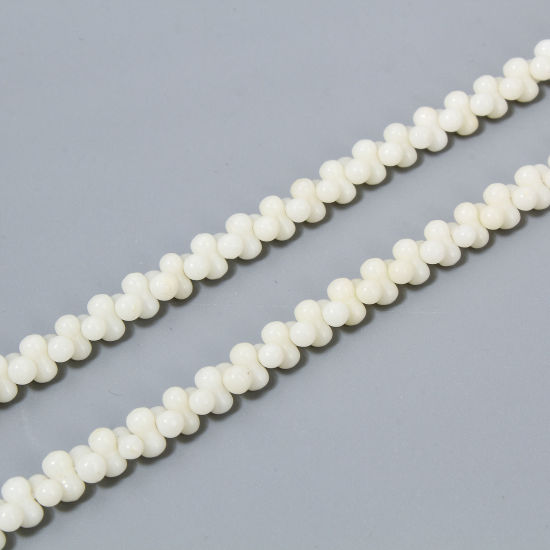 Picture of 1 Strand (Approx 160 PCs/Strand) Coral ( Natural Dyed ) Beads For DIY Charm Jewelry Making Peanut White About 6mm x 3mm, Hole: Approx 0.5mm, 41.5cm(16 3/8") long
