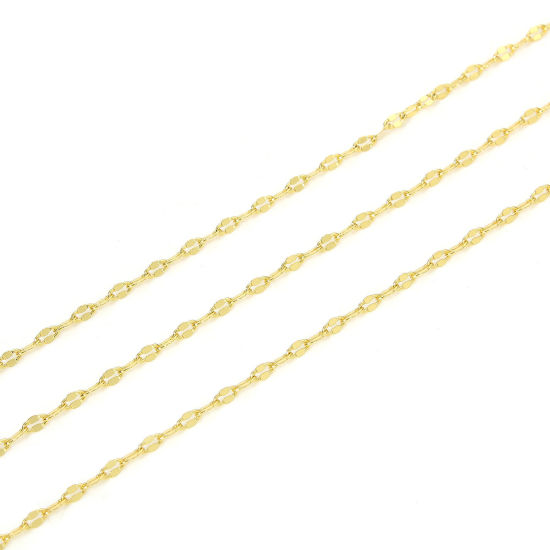 Picture of 1 Yard Eco-friendly Vacuum Plating Brass Stylish Lips Chain For Handmade DIY Jewelry Making Findings 18K Gold Plated 1.9mm