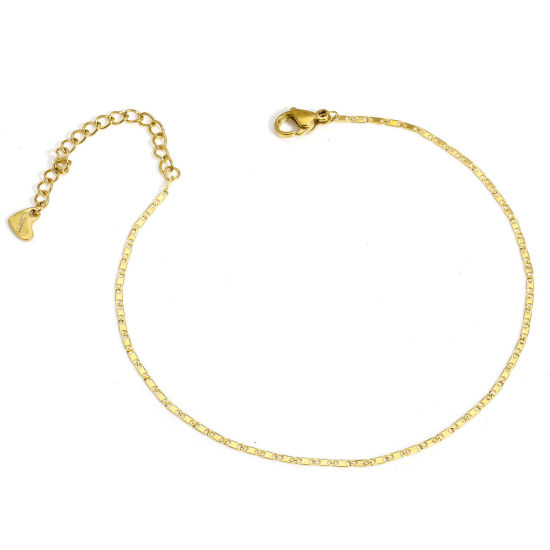 Picture of 1 Piece 304 Stainless Steel Handmade Link Chain Anklet 18K Gold Color 22cm(8 5/8") long