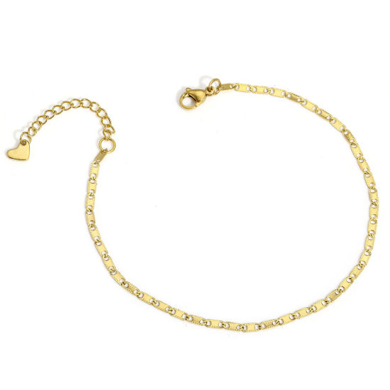 Picture of 1 Piece Vacuum Plating 304 Stainless Steel Handmade Link Chain Anklet 18K Gold Plated 23cm(9") long