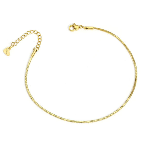 Picture of 1 Piece 304 Stainless Steel Handmade Link Chain Anklet 18K Gold Color 23cm(9") long