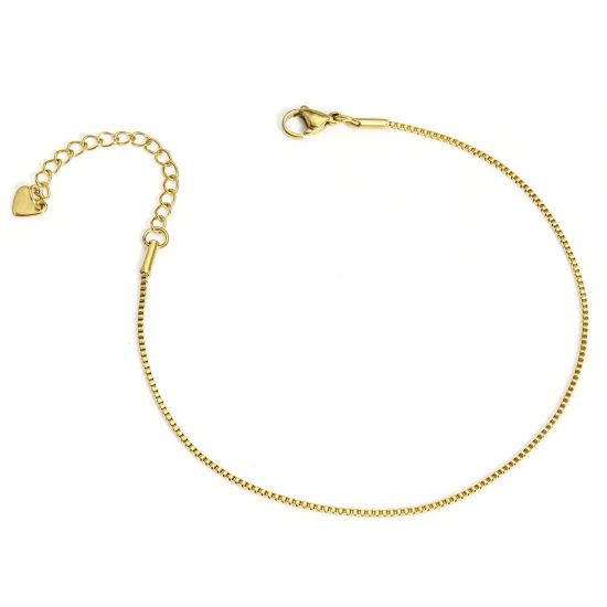 Picture of 1 Piece Vacuum Plating 304 Stainless Steel Handmade Link Chain Anklet 18K Gold Plated 22cm(8 5/8") long