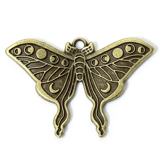 Immagine di 10 Pz Lega di Zinco Insetto Ciondoli Bronzo Antico Farfalla Eclissi Lunare 4.6cm x 3.2cm