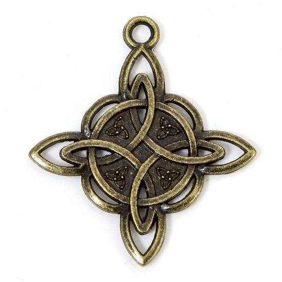 Bild von 20 Stück Religiös Anhänger Bronzefarbe Keltischer Knoten Hohl 28mm x 25mm