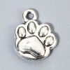 Image de 50 Pcs Breloques Mémorial d'Animaux Domestiques Argent Vieilli Griffe de Patte de Chien Double Face 12mm x 10mm