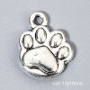 Image de 50 Pcs Breloques Mémorial d'Animaux Domestiques Argent Vieilli Griffe de Patte de Chien Double Face 12mm x 10mm