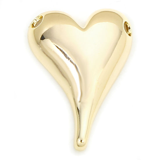 Изображение 1 ШТ Экологичный Латунь День святого Валентина Подвески Сердце 18K настоящее золото с покрытием 3.7см x 2.6см