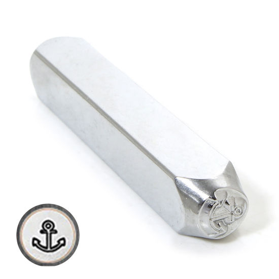 Bild von 1 Stück Stahl Punch Metall Stanzwerkzeuge Rechteckiger Quader Schiffanker Silberfarbe 6.4cm x 1cm