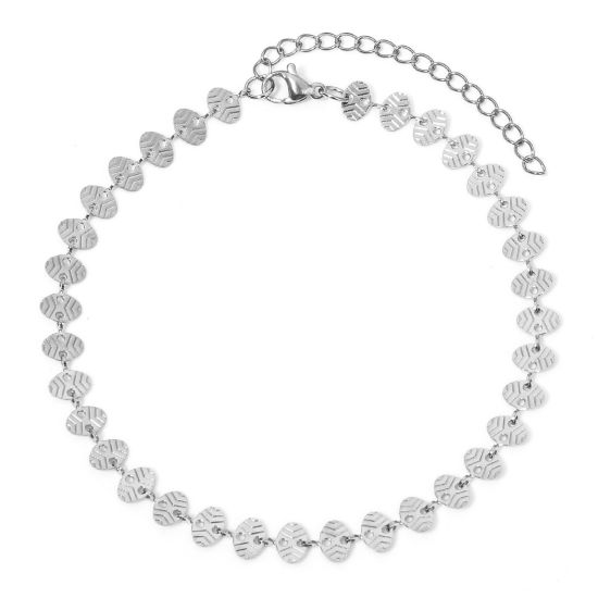 Picture of 1 Piece 304 Stainless Steel Handmade Link Chain Anklet Silver Tone With Lobster Claw Clasp And Extender Chain Oval 22.5cm(8 7/8") long