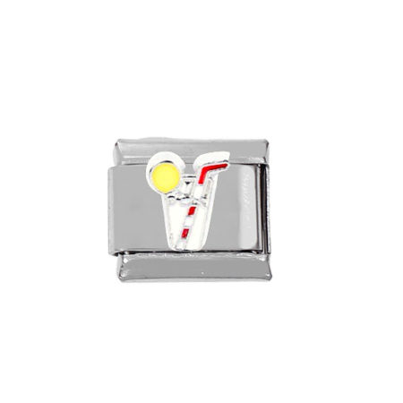 Picture of Zinc Based Alloy & Stainless Steel Italian Charm Links For DIY Bracelet Jewelry Making Silver Tone Rectangle 10mm x 9mm
