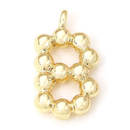 Image de 2 Pcs Breloques en Laiton Respectueux de la Nature Lettre Plaqué Or Véritable 18K à Pois Mots" B " 13mm x 8mm