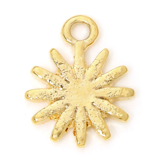 Picture of 2 PCs Eco-friendly Brass Galaxy Charms 18K Real Gold Plated Sun 12mm x 9.5mm