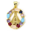 Imagen de 1 Unidad Respetuoso del Medio Ambiente Latón Religión Colgantes Charms Óvalo 18K Oro Real Chapado El Papa Multicolor Circón Artificial 27mm x 17mm