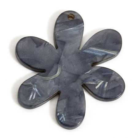 Imagen de 5 Unidades Ácido Acético Resina Acetato Acrílico Mármol Colgantes Flor gris Oscuro 3.6cm x 3.1cm