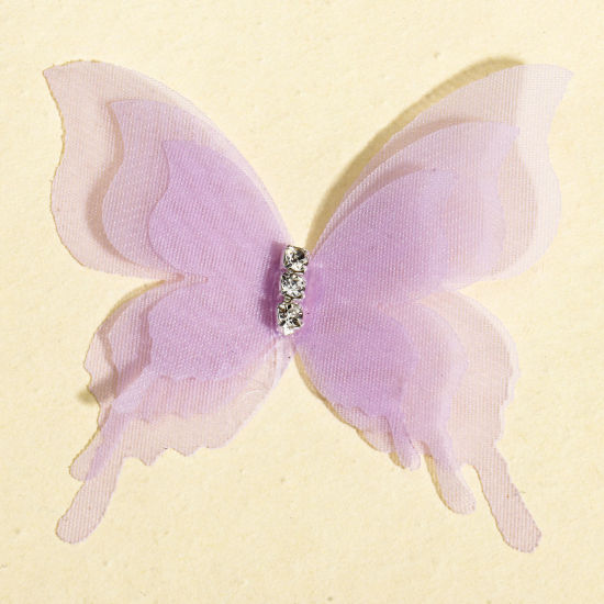 20 個 オーガンザ リアル 蝶 DIY手作りクラフト素材アクセサリー 紫 5.2cm x 5cm、 の画像