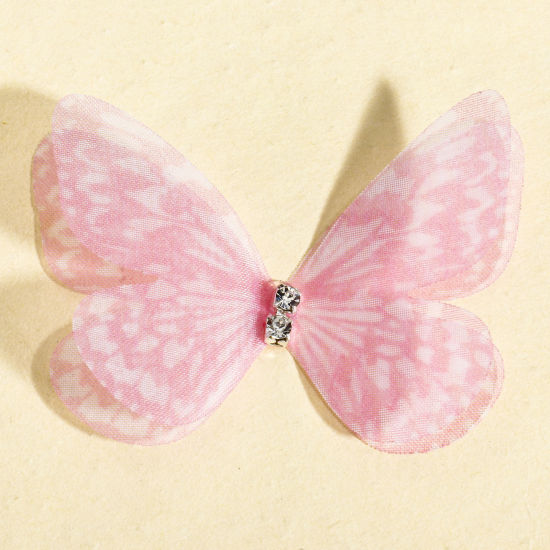 Изображение 20 ШТ Органза Эфирный Бабочка Аксессуары для поделок ручной работы Розовый Цвет градиента 5см x 3.5см