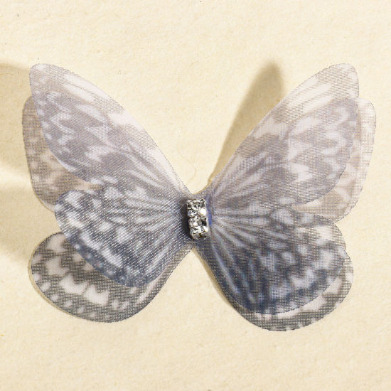 Picture of 20 PCs Organza Insect DIY Handmade Craft Materials Accessories Gray Butterfly Animal 5cm x 3.5cm