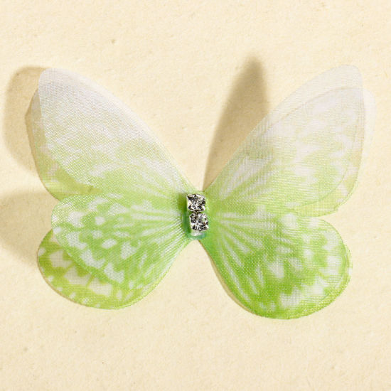 Изображение 20 ШТ Органза Эфирный Бабочка Аксессуары для поделок ручной работы Зеленый Цвет градиента 5см x 3.5см
