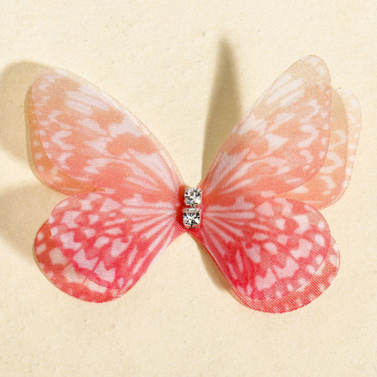 Picture of 20 PCs Organza Insect DIY Handmade Craft Materials Accessories Orange-red Butterfly Animal 5cm x 3.5cm