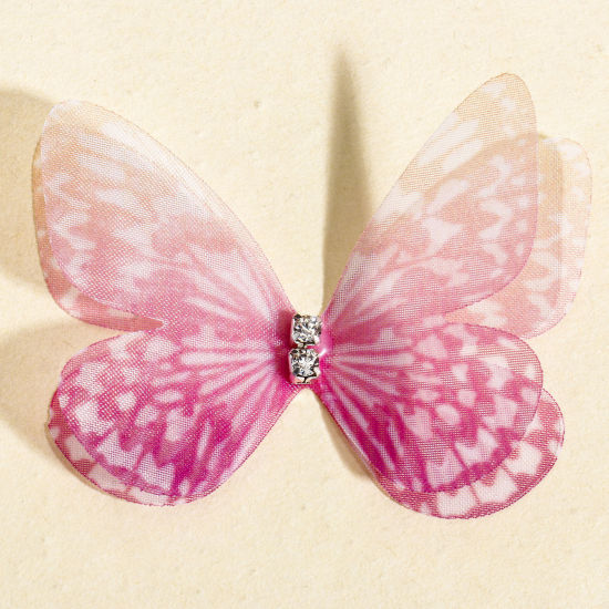 Изображение 20 ШТ Органза Эфирный Бабочка Аксессуары для поделок ручной работы Фиолетовый Цвет градиента 5см x 3.5см