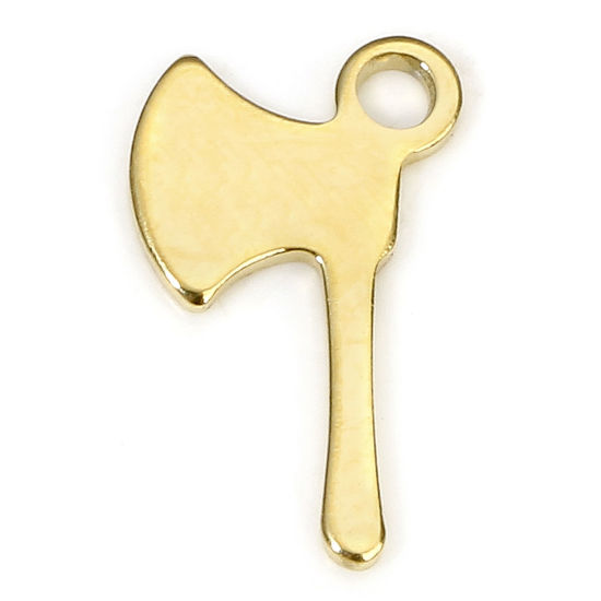 Bild von 2 PCs Eco-friendly Vacuum Plating 304 Stainless Steel Exquisite Charms Gold Plated Axe 12mm x 7mm
