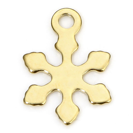 Изображение 1 Piece Eco-friendly Vacuum Plating 304 Stainless Steel Exquisite Charms Gold Plated Snowflake 12.5mm x 9mm