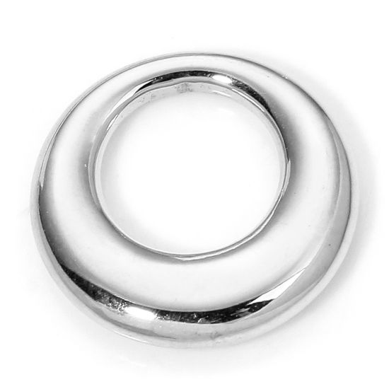 Bild von 1 Piece Eco-friendly Vacuum Plating 304 Stainless Steel Geometric Charms Silver Tone Circle Chubby Ring Hollow 15mm x 15mm