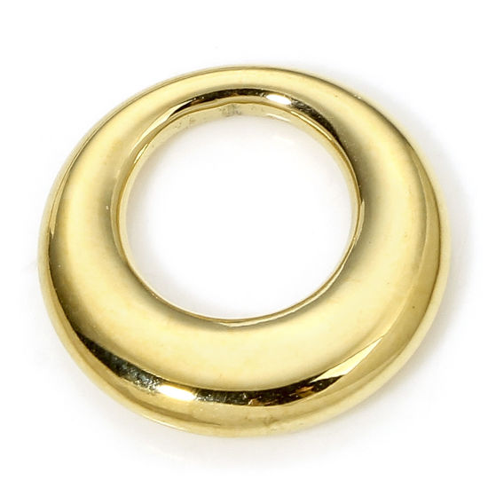 Picture of 1 Piece Eco-friendly Vacuum Plating 304 Stainless Steel Geometric Charms Gold Plated Circle Chubby Ring Hollow 15mm x 15mm