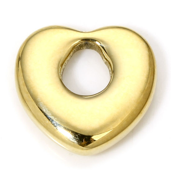Bild von 1 Piece Eco-friendly Vacuum Plating 304 Stainless Steel Geometric Charms Gold Plated Chubby Heart Hollow 12.5mm x 12mm