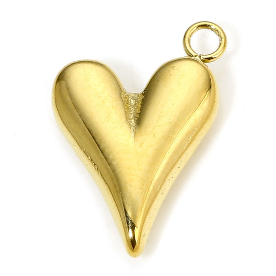 Bild von 1 Piece Eco-friendly Vacuum Plating 304 Stainless Steel Stylish Charms Gold Plated Heart 17.5mm x 11mm