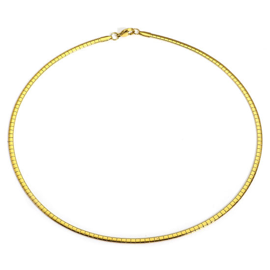 Picture of 1 Piece Vacuum Plating 304 Stainless Steel Omega Chain Necklace For DIY Jewelry Making 18K Gold Plated 45cm(17 6/8") long, Chain Size: 3mm