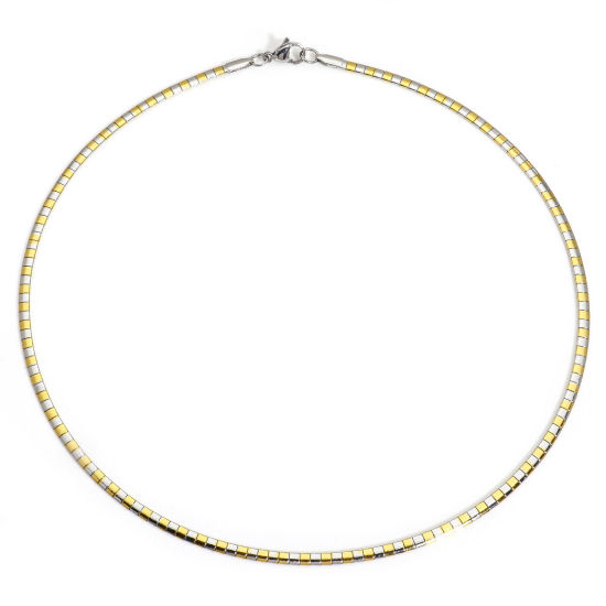 Picture of 1 Piece 304 Stainless Steel Omega Chain Collar Neck Ring Necklace For DIY Jewelry Making Silver Tone & Gold Plated & Rose Gold 45cm(17 6/8") long, Chain Size: 3mm