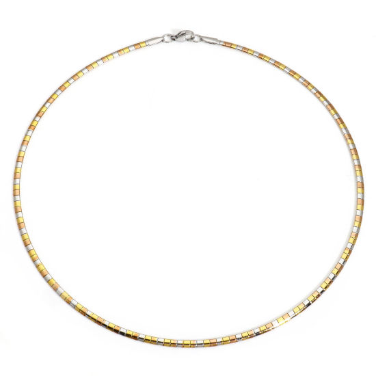 Picture of 1 Piece 304 Stainless Steel Omega Chain Collar Neck Ring Necklace For DIY Jewelry Making 45cm(17 6/8") long, Chain Size: 3mm