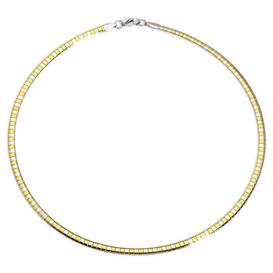 Picture of 1 Piece 304 Stainless Steel Omega Chain Collar Neck Ring Necklace For DIY Jewelry Making Silver Tone & Gold Plated & Rose Gold 45cm(17 6/8") long, Chain Size: 4mm