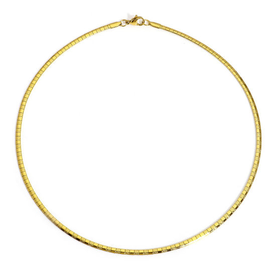 Picture of 1 Piece 304 Stainless Steel Omega Chain Collar Neck Ring Necklace For DIY Jewelry Making 18K Gold Color 45cm(17 6/8") long, Chain Size: 3mm