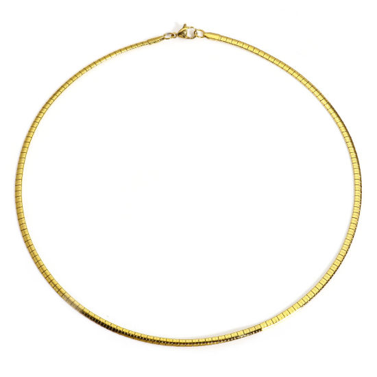 Picture of 1 Piece 304 Stainless Steel Omega Chain Collar Neck Ring Necklace For DIY Jewelry Making 18K Gold Color 45cm(17 6/8") long, Chain Size: 3mm