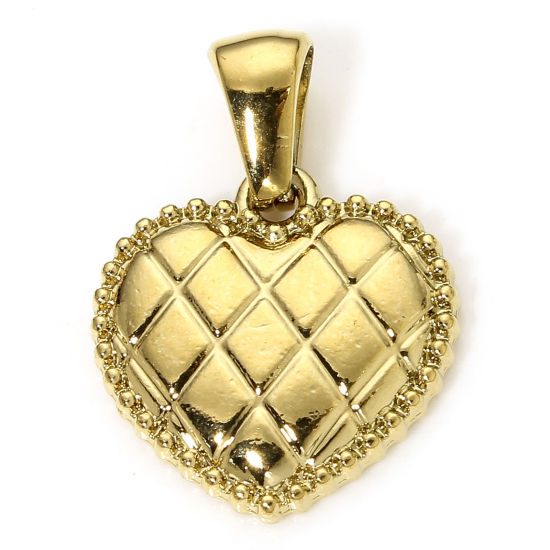 Image de 1 Piece Vacuum Plating 304 Stainless Steel Valentine's Day Charm Pendant Gold Plated Heart Rhombus 15mm x 15mm