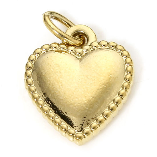 Image de 1 Piece Vacuum Plating 304 Stainless Steel Valentine's Day Charm Pendant Gold Plated Heart 15mm x 13mm