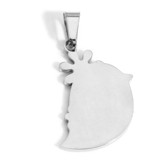 Picture of 2 PCs Eco-friendly 304 Stainless Steel Blank Stamping Tags Charm Pendant Bird Animal Silver Tone Mirror Polishing 3.4cm x 2.4cm