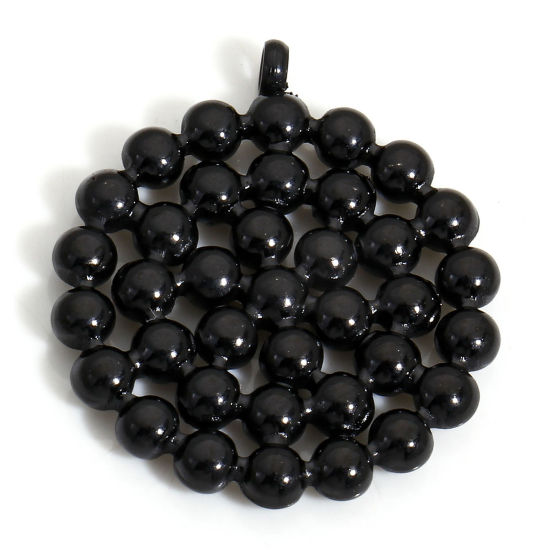 Изображение 1 Piece Eco-friendly 304 Stainless Steel Charms Black Round 24mm x 21mm