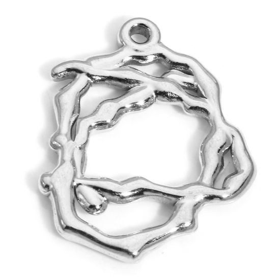 Picture of 1 Piece Eco-friendly 304 Stainless Steel Charms Silver Tone Vine 25mm x 20mm