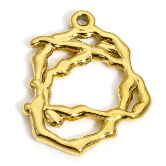 Picture of 1 Piece Eco-friendly 304 Stainless Steel Charms 18K Gold Color Vine 25mm x 20mm