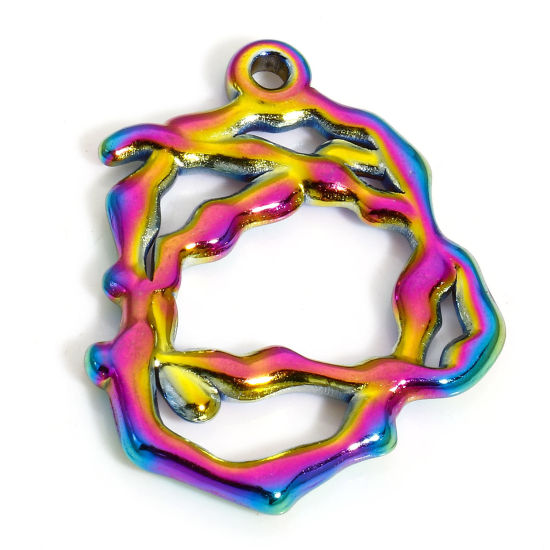 Picture of 1 Piece Eco-friendly 304 Stainless Steel Charms Rainbow Color Plated Vine 25mm x 20mm