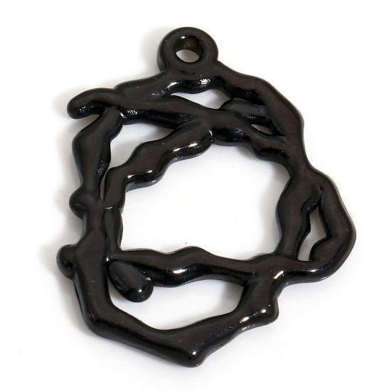 Picture of 1 Piece Eco-friendly 304 Stainless Steel Charms Black Vine 25mm x 20mm