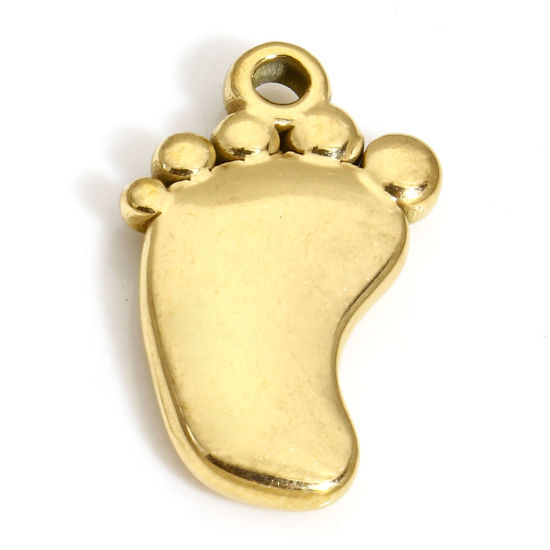 Picture of 1 Piece Eco-friendly 304 Stainless Steel Charms 18K Gold Color Feet 21mm x 13mm