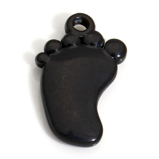 Picture of 1 Piece Eco-friendly 304 Stainless Steel Charms Black Feet 21mm x 13mm