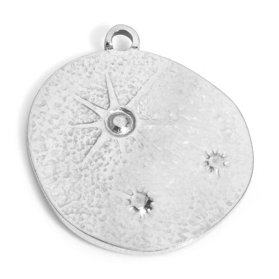 Picture of 1 Piece 304 Stainless Steel Galaxy Charms Silver Tone Irregular Star 24mm x 21.5mm